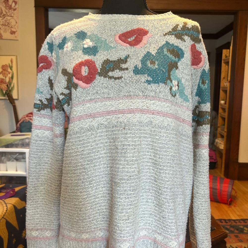 Sundance Embroidered Wool Gray Sweater